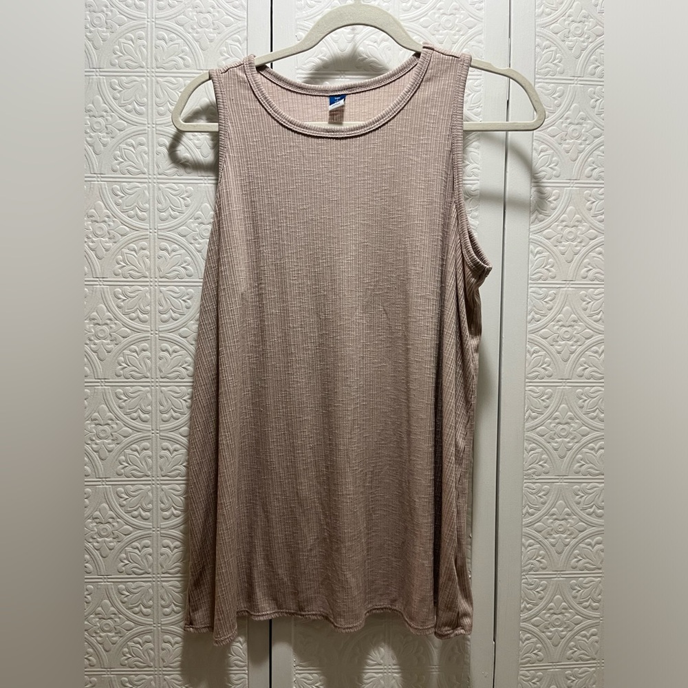Old Navy Luxe Rib-Knit Swing Tank Top, pink rose ~ Size L Tall